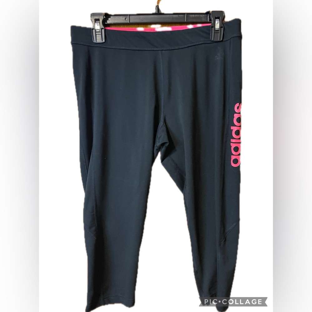 EUC Adidas Black and pink capri